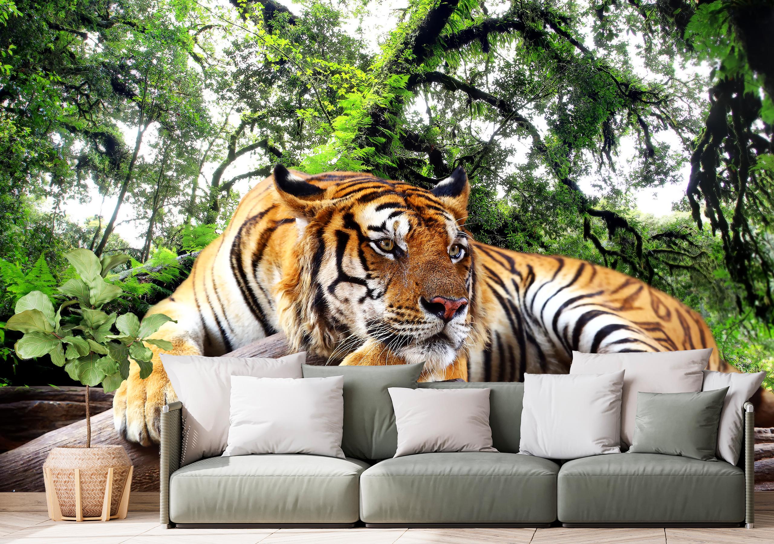 

Виниловые Фотообои Walldeco Тигр на природе 285x190 Базальт