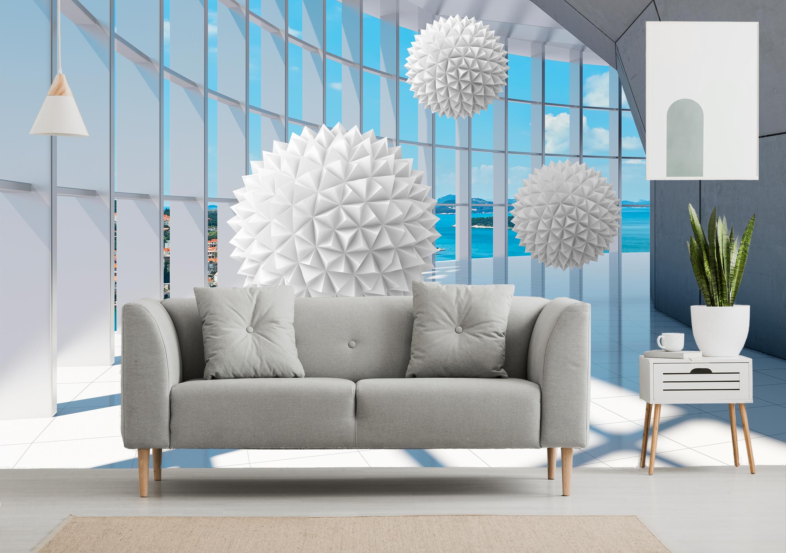 

Виниловые Фотообои Walldeco 3Д коридор и сферы 300x200 Диамант