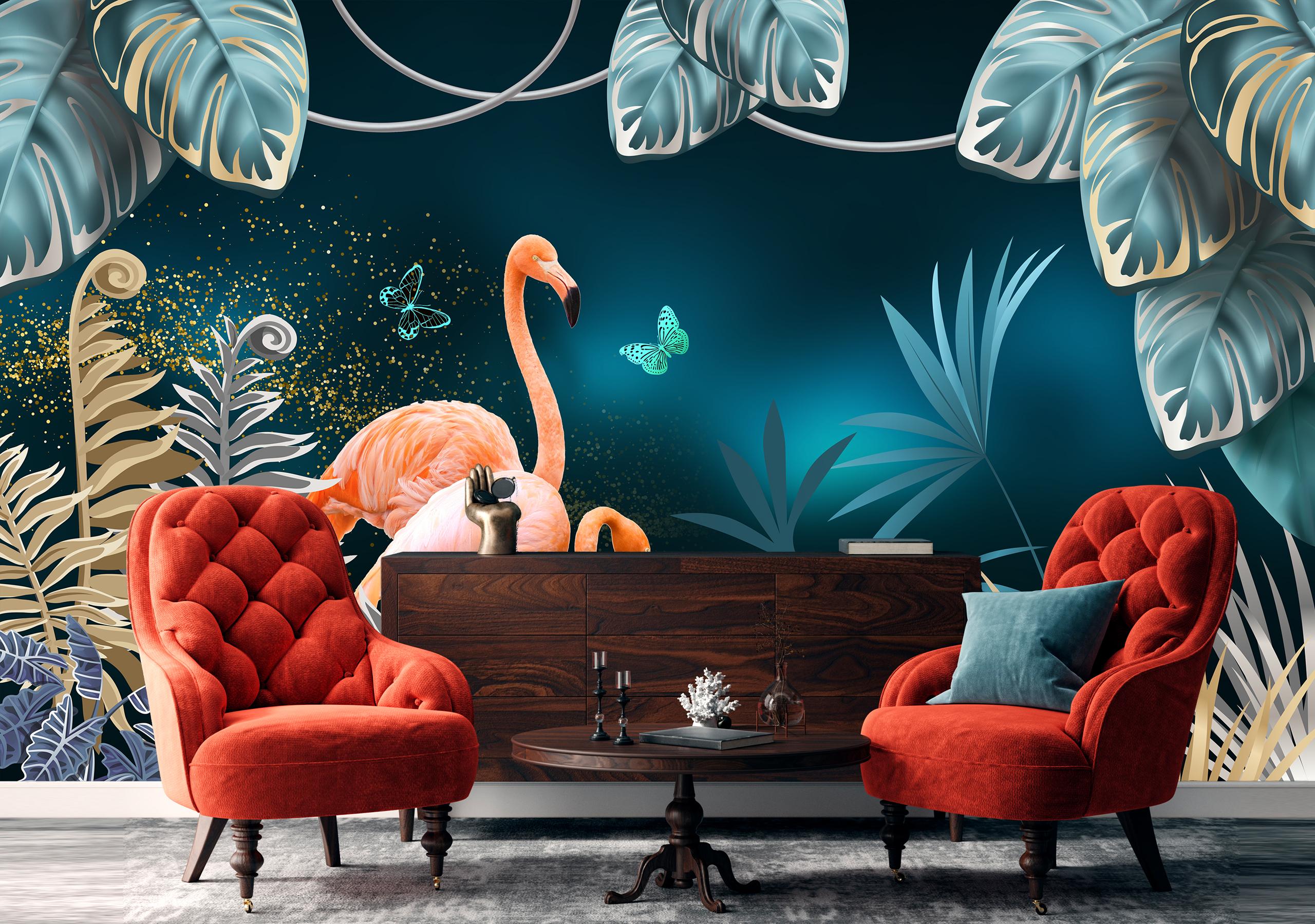 

Флизелиновые Фотообои Walldeco Фламинго на природе 400x260 Бриз
