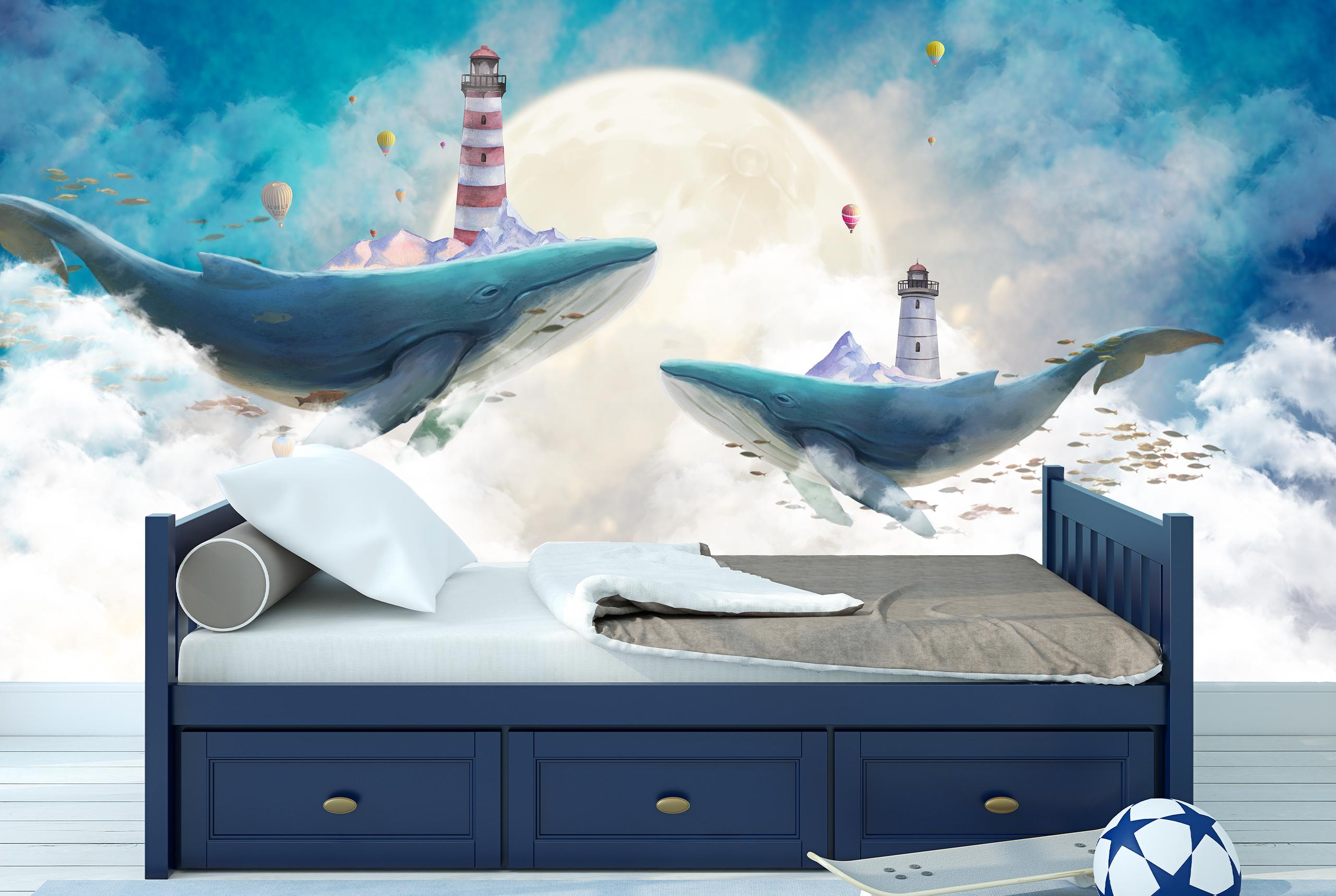 

Виниловые Фотообои Walldeco Киты и маяк 400x260 Деко