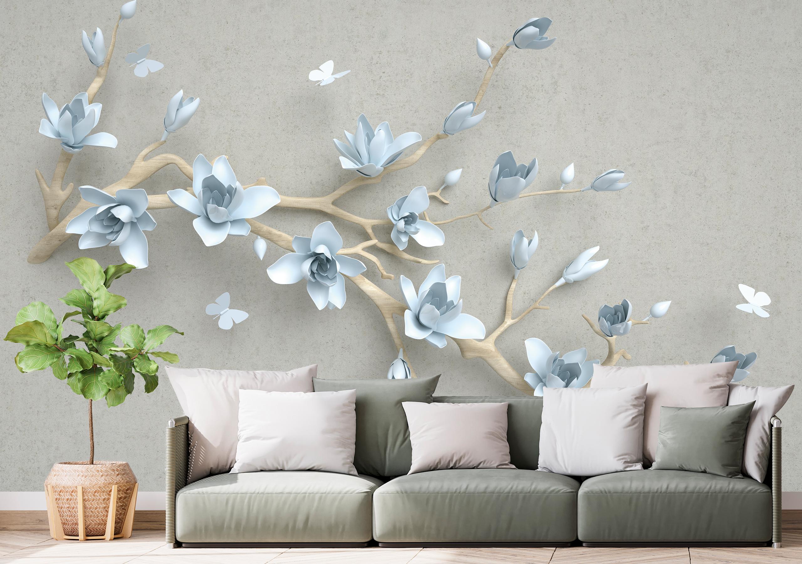 

Виниловые Фотообои Walldeco Нежные цветы 300x200 Мелкий песок с блестками