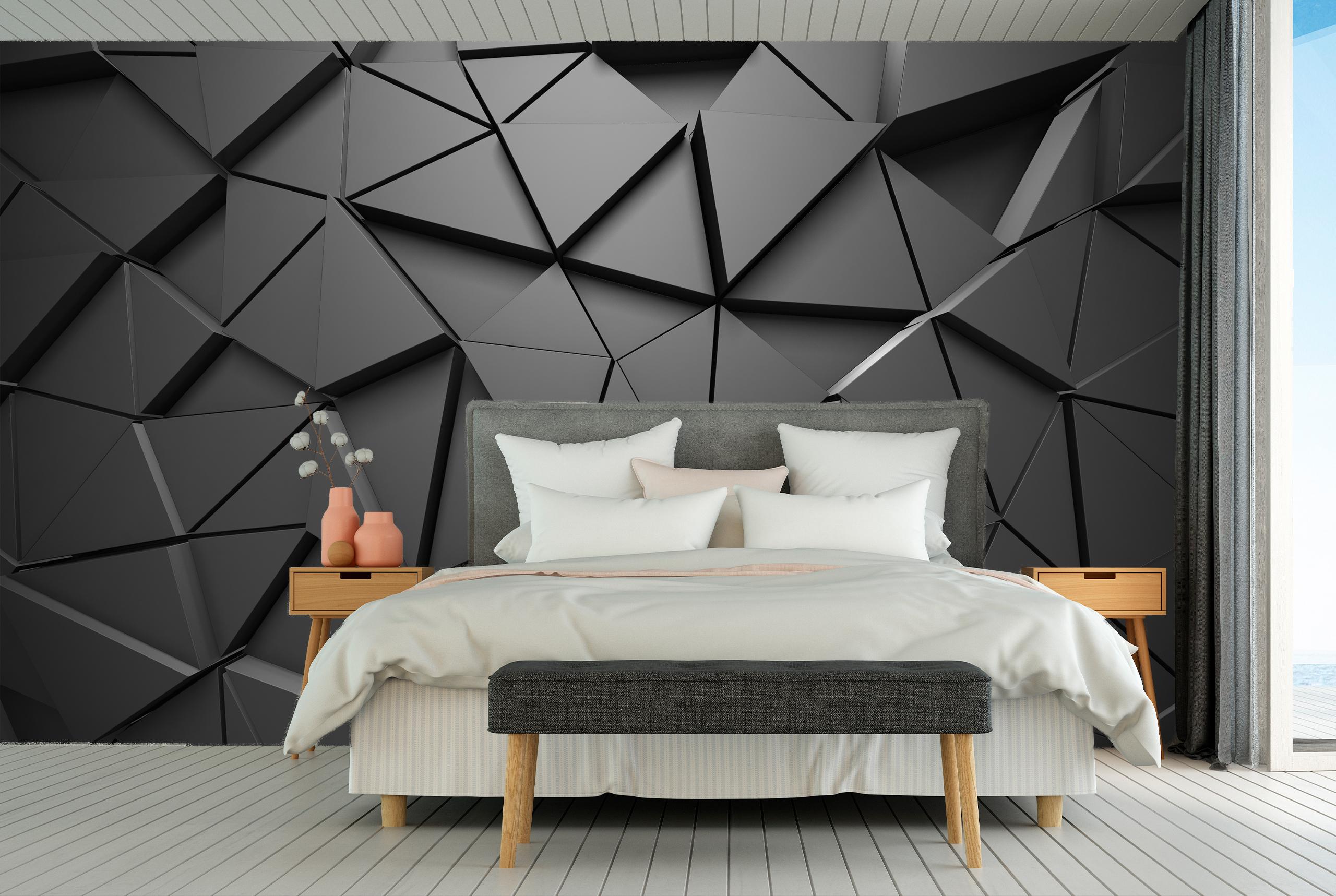 

Виниловые Фотообои Walldeco Чёрные треугольники 300x200 Базальт