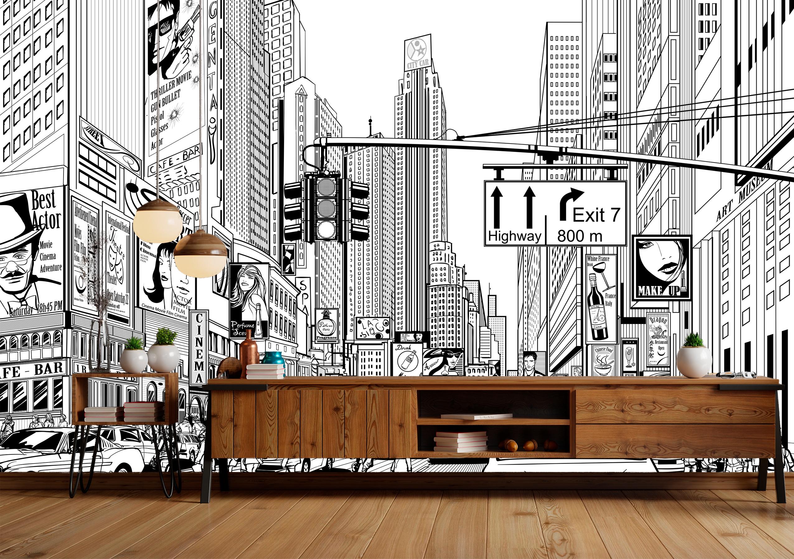

Бумажные Фотообои Walldeco Нарисованный город 285x190 Гладь