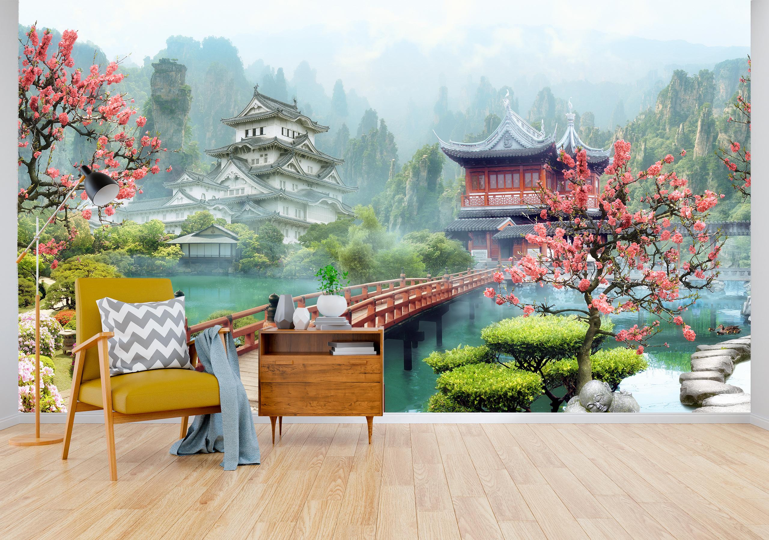 

Виниловые Фотообои Walldeco Японский пейзаж и сакуры 380x250 Фреска