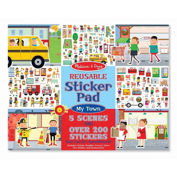 

Набор многоразовых виниловых наклеек Мой город Reusable Sticker Pad My Town Melissa & Doug