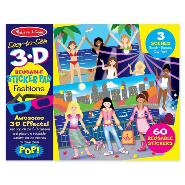 

Многоразовые 3-D наклейки с очками Мода Easy-to-See 3-D Fashions Melissa & Doug