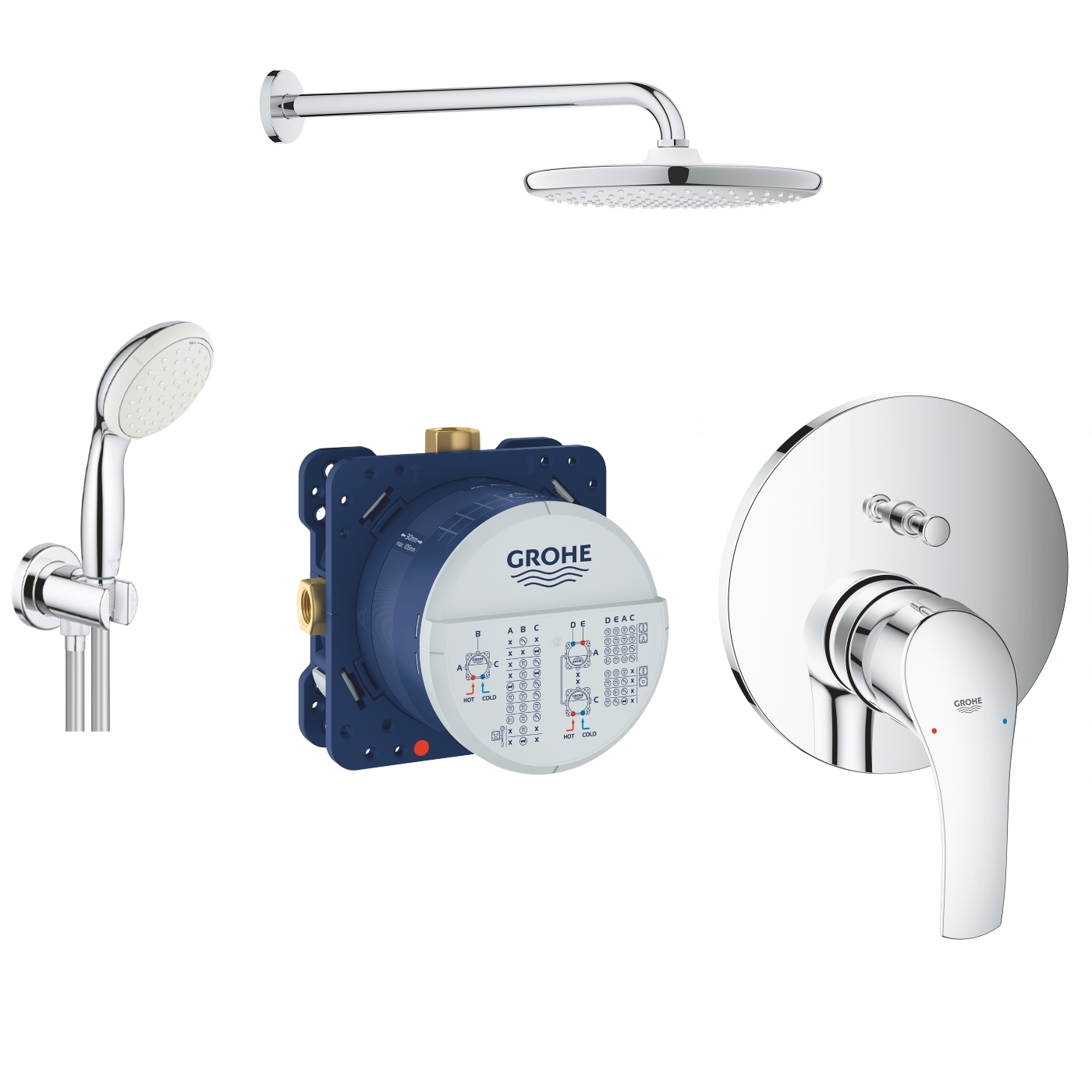 

Скрытая душевая система GROHE TEMPESTA 250 26415SC3 250мм хром латунь 97086