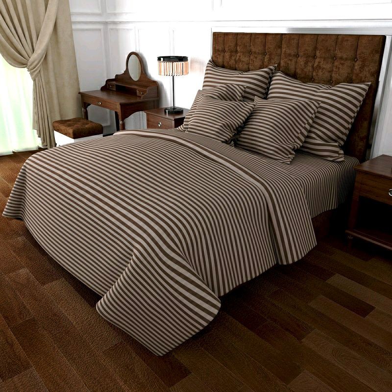 

Комплект постільної білизни на кнопках Atelier Romana бязь "Полоска шоколад" півтораспальний 145х210