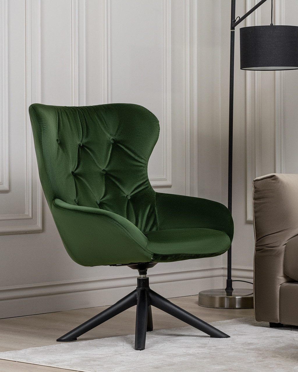 

Кресло поворотное зеленое с мягкой бархатной обивкой Eric Malachite velvet