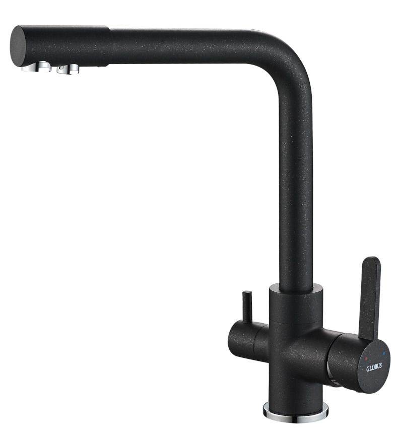 

Кран для кухни на две воды GLOBUS LUX GLLR-0444-1-ONIX черный латунь 000014070