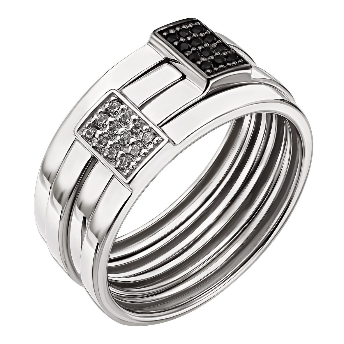 

Двойное серебряное кольцо с фианитами Tango Jewellery Company 380526С размер 18