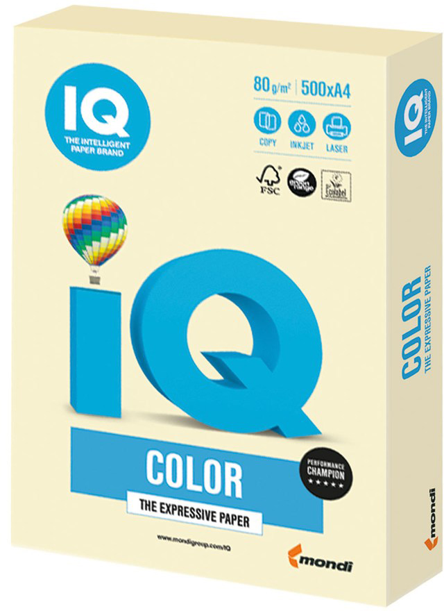 

Бумага Mondi IQ Color А4 80г/м2 BE66 ваниль 500 л (9003974416694)