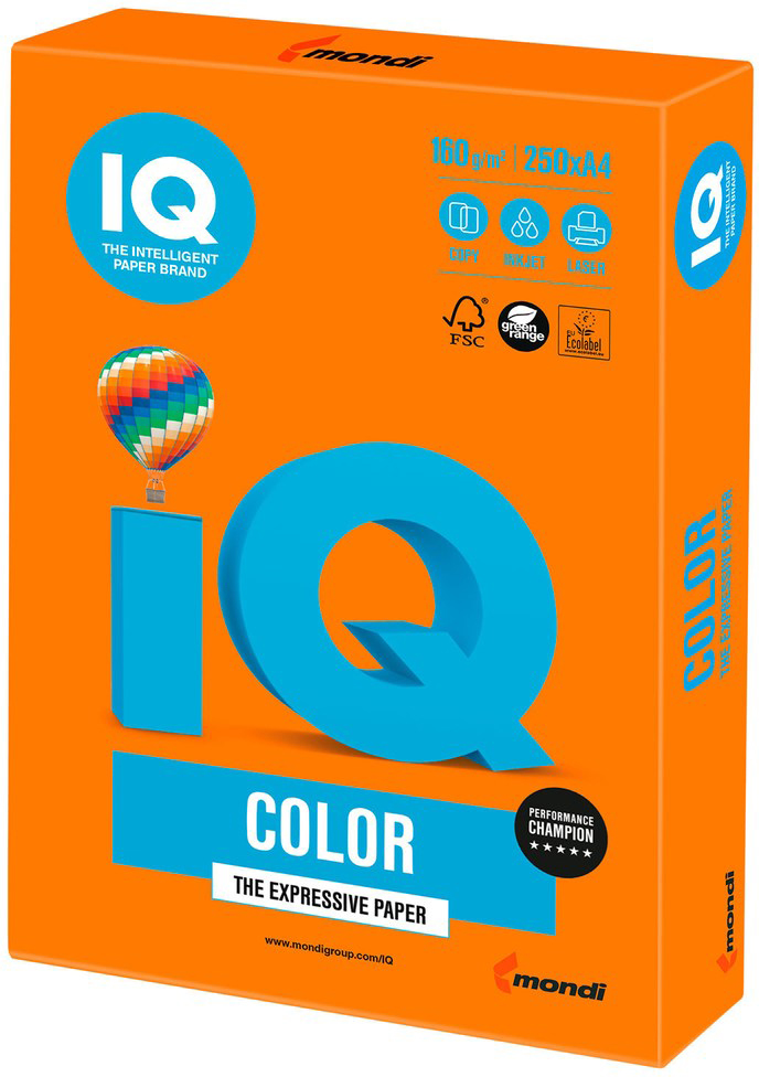 

Бумага Mondi А4 IQ Color OR43 оранжевый 160г/м2 250 л (9003974423968)