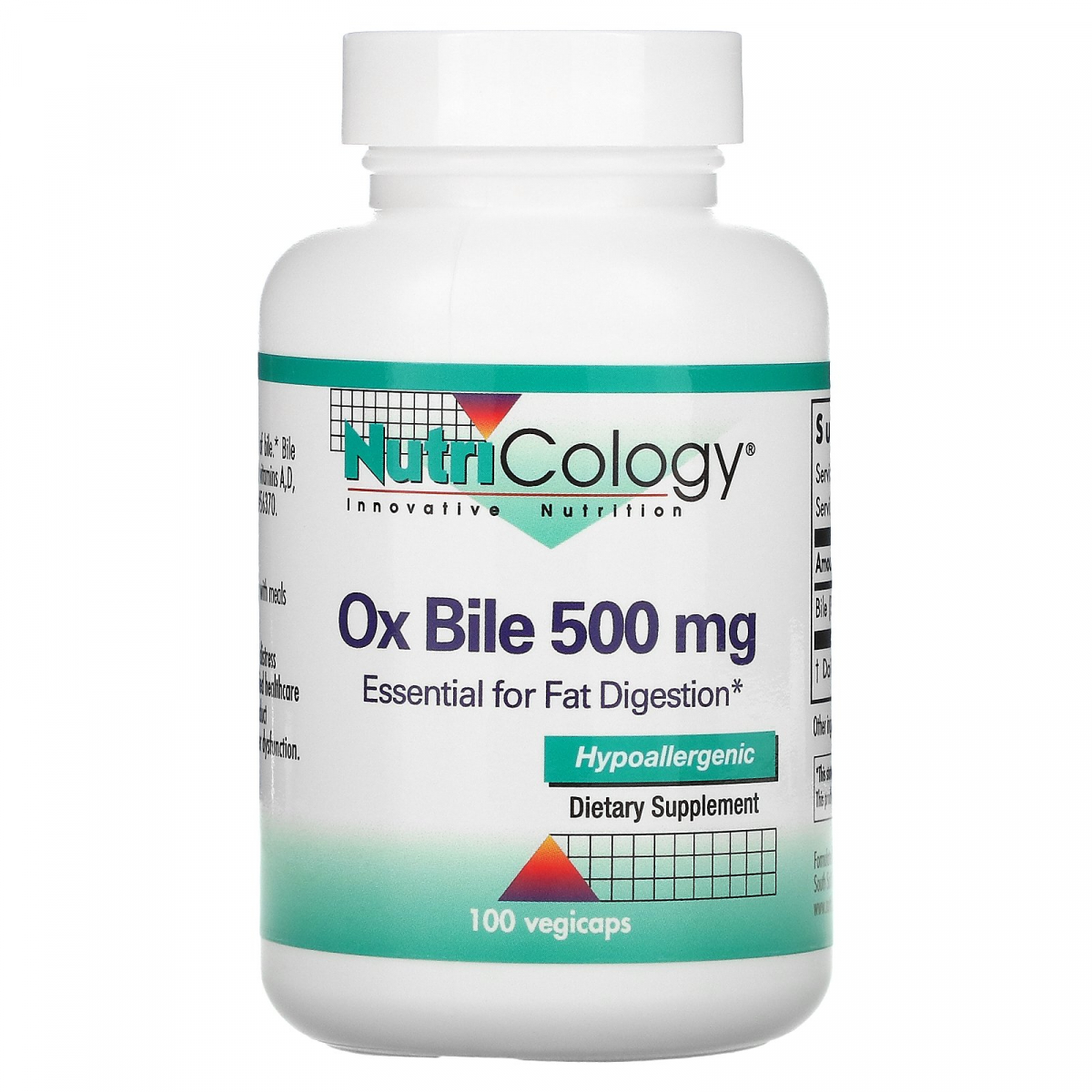

Бычья желчь, Nutricology, 500 мг, 100 растительных капсул