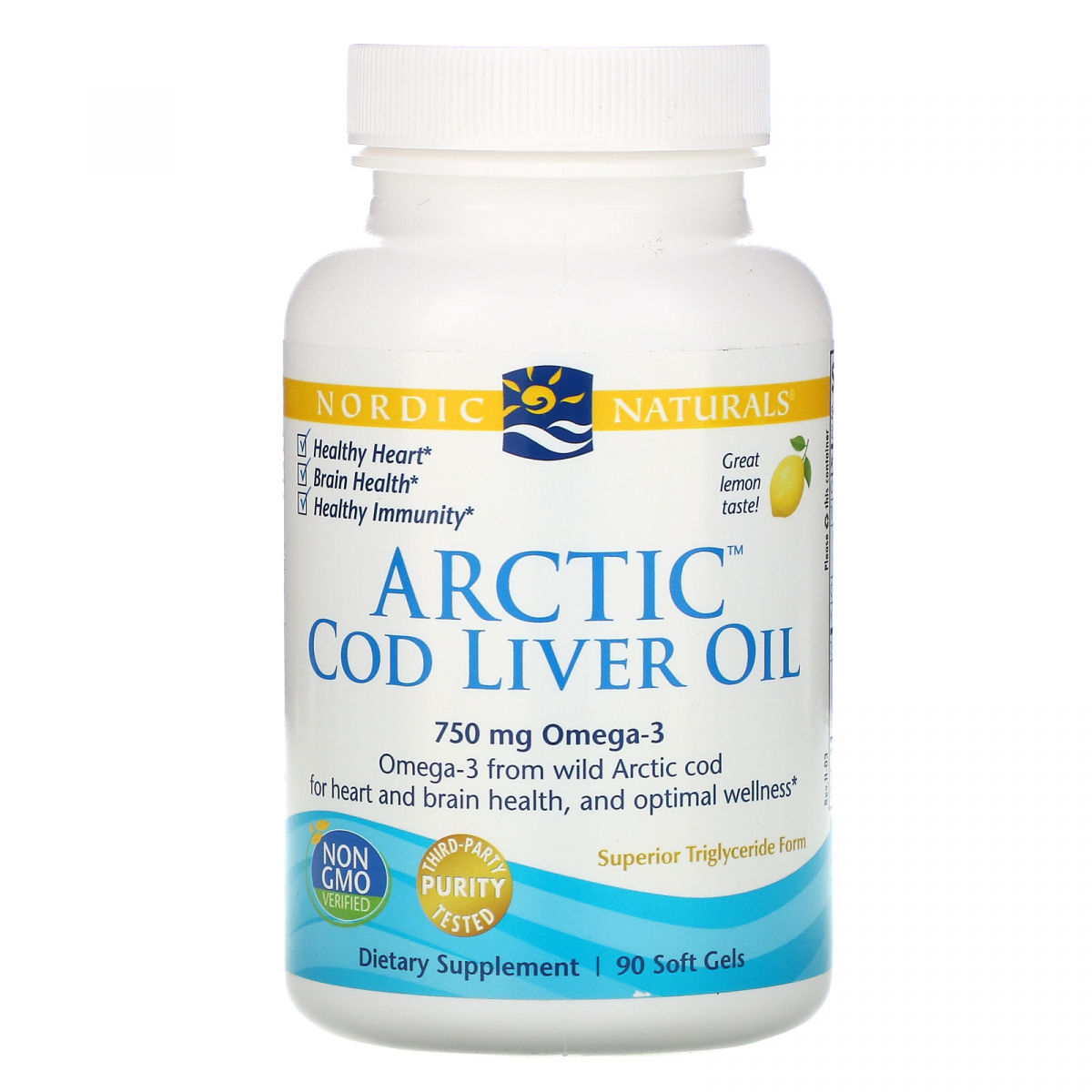 

Масло печени арктической трески Nordic Naturals (Arctic cod liver oil) 1000 мг 90 капсул со вкусом лимона