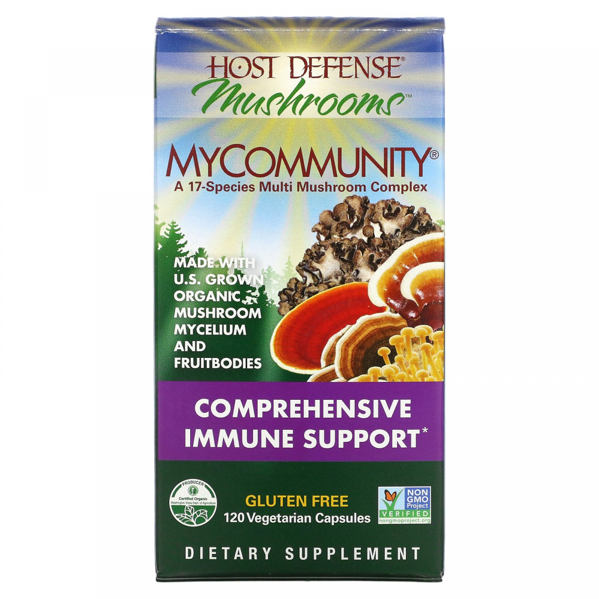 

17 видов грибов для иммунитета Fungi Perfecti (MyCommunity A 17 Species Multi Mushroom Complex) 120 растительных капсул