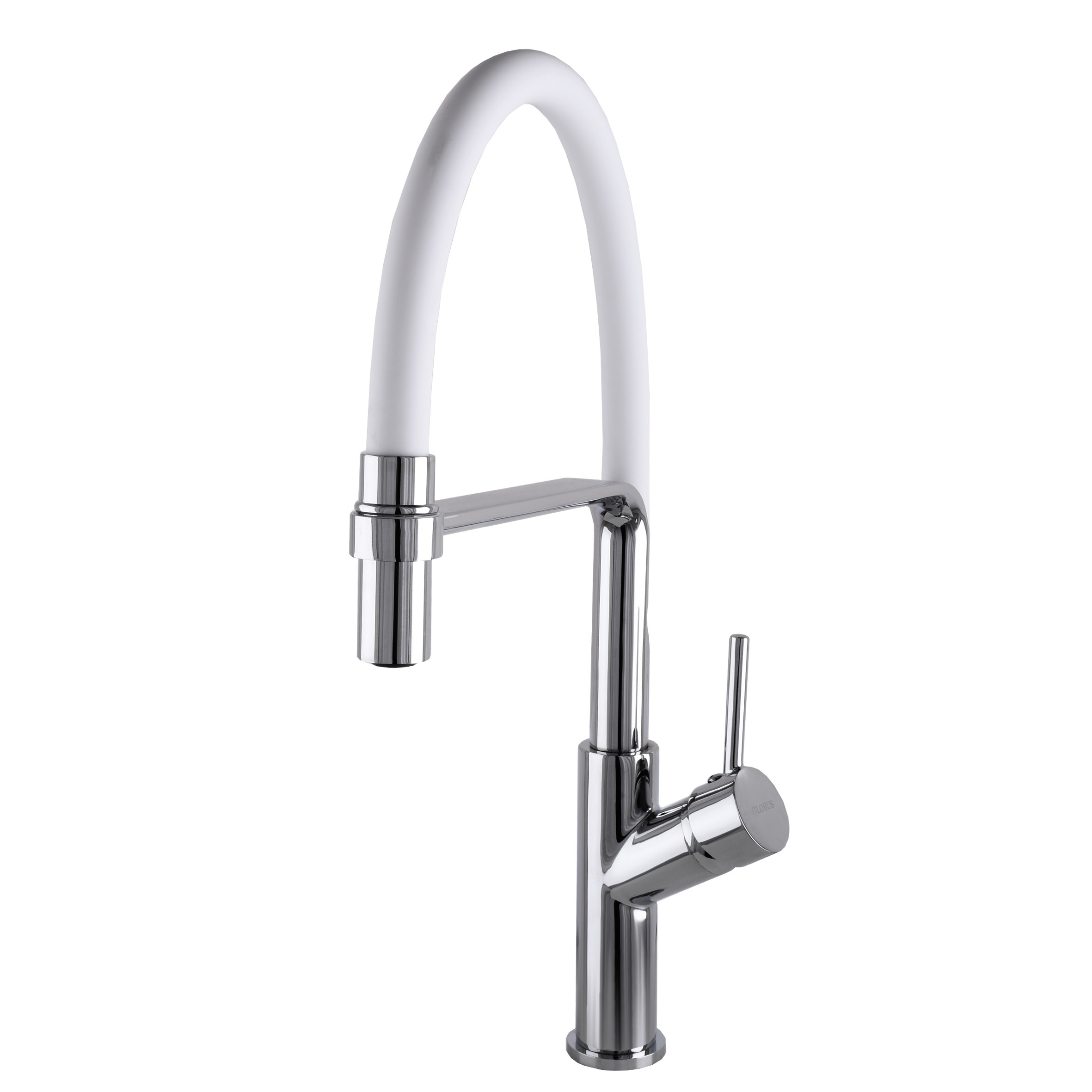 

Cмеситель для кухни однорычажный с гибким изливом GLOBUS LUX DENVER Flex GDF-32-00-01 белый латунь 000022944