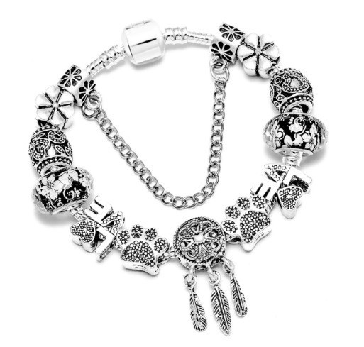 

Браслет женский посеребренный в стиле Пандора PANDORA "Ловец Снов" Love, Charm 19 см