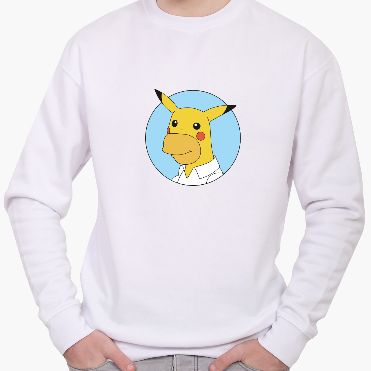 

Свитшот мужской Гомер-чу Симпсоны и Пикачу (The Simpsons and Pikachu) (8771-2001) Белый XXL