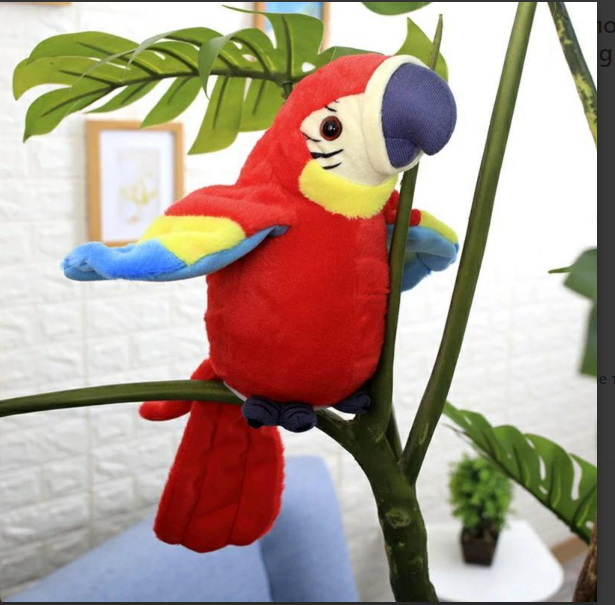 

Говорящий яркий попугай повторюшка Parrot Talking Красный аим