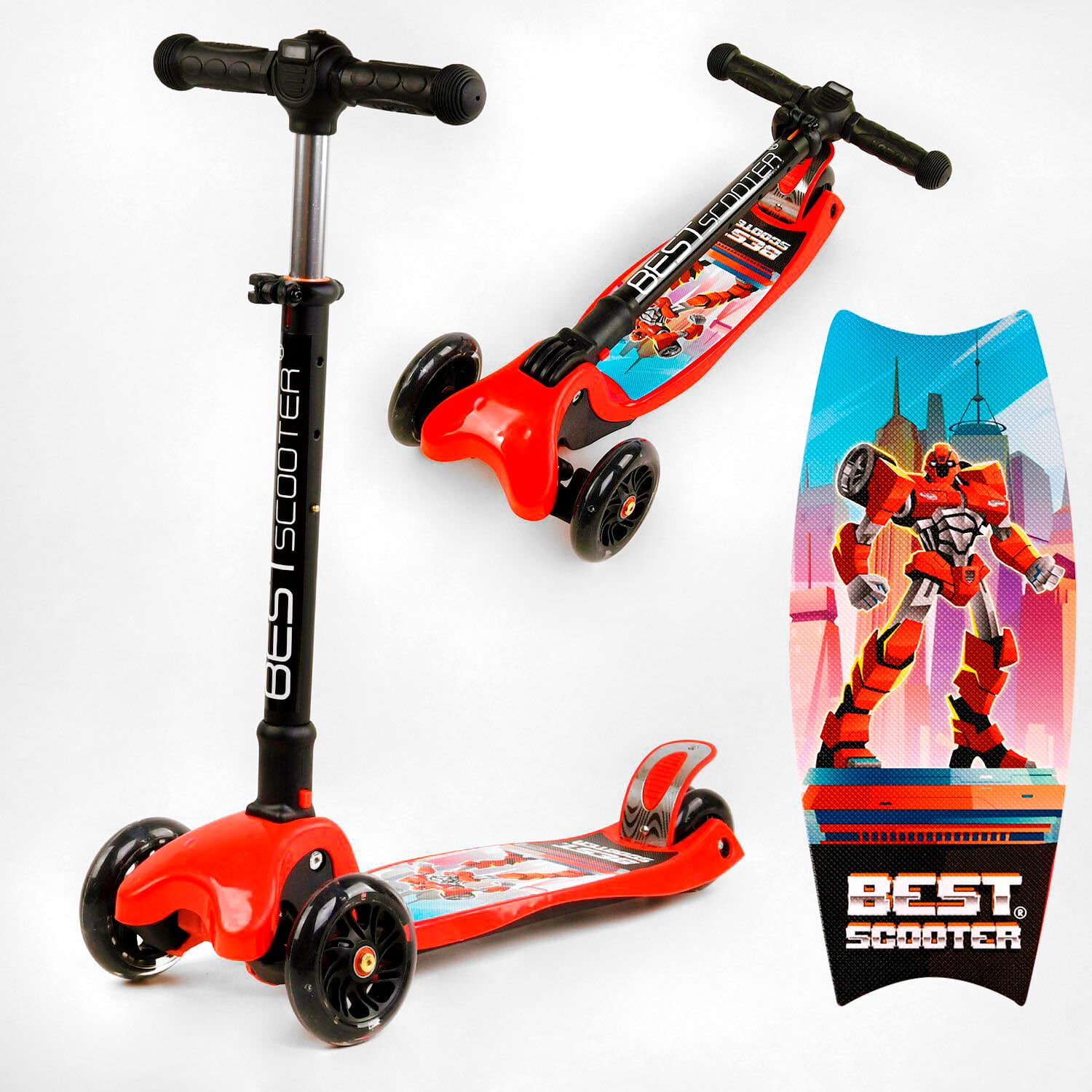 

Самокат Детский Трехколесный Со Светящимися Колесами И Фонариком На Руле Best Scooter