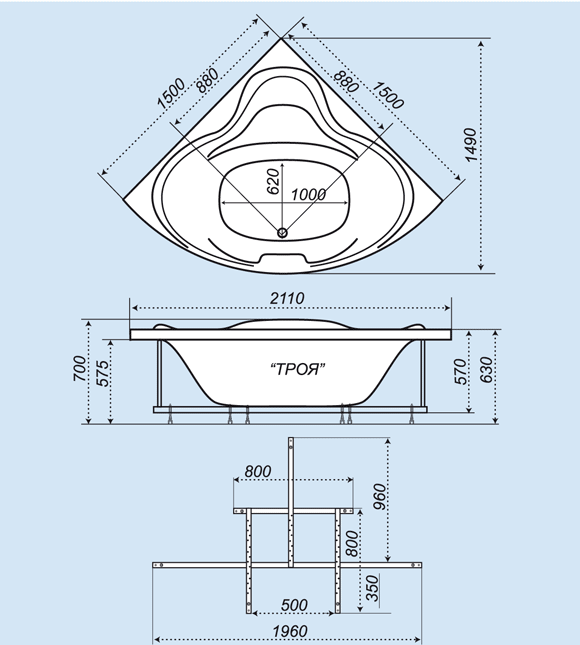 

Акриловая ванна Triton Троя 150x150