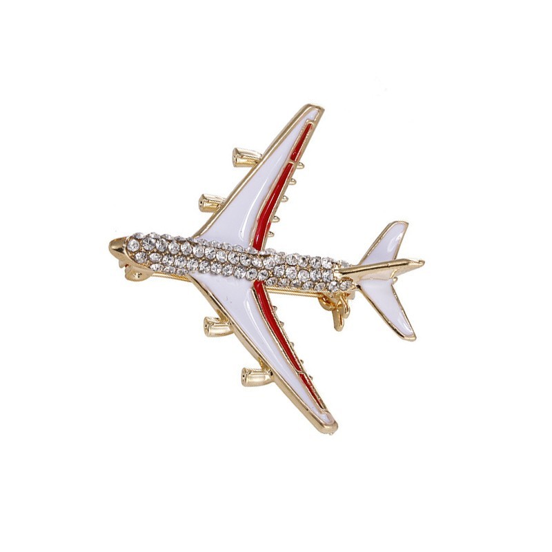 

Брошь FashionAir Самолёт красная эмаль со стразами