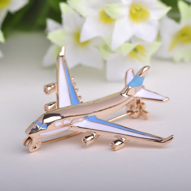 

Брошь FashionAir Самолёт голубая эмаль
