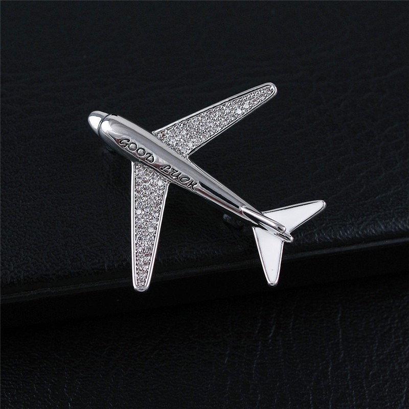 

Брошь FashionAir Самолёт-Good luck Серебро