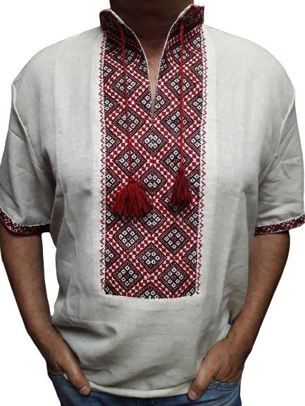 

Вышиванка мужская ручная работа "Классическая "  Серая, Вышиванка мужская ручная работа "Классическая " 4XL Серая