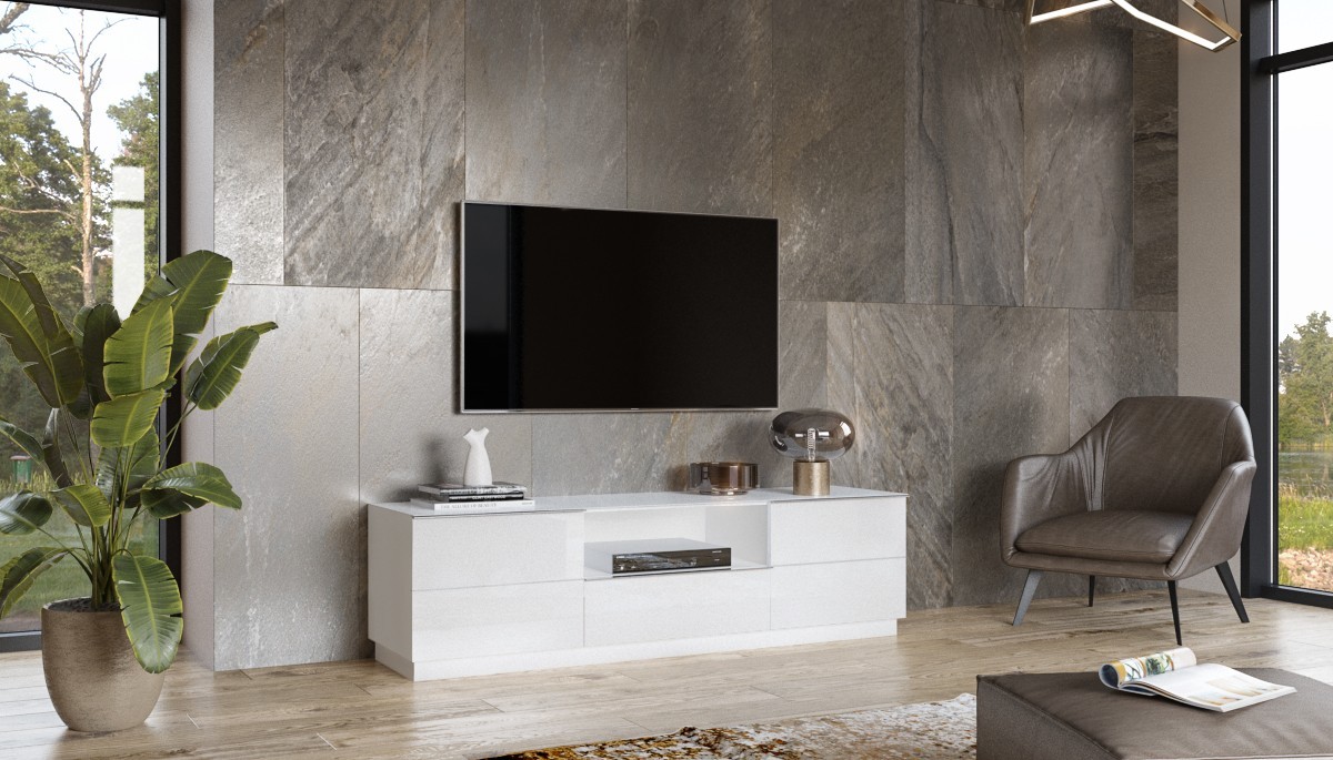 

Тумба ТВ Helvetia Helio белый / белое стекло 180x50x48 см 2498JW40