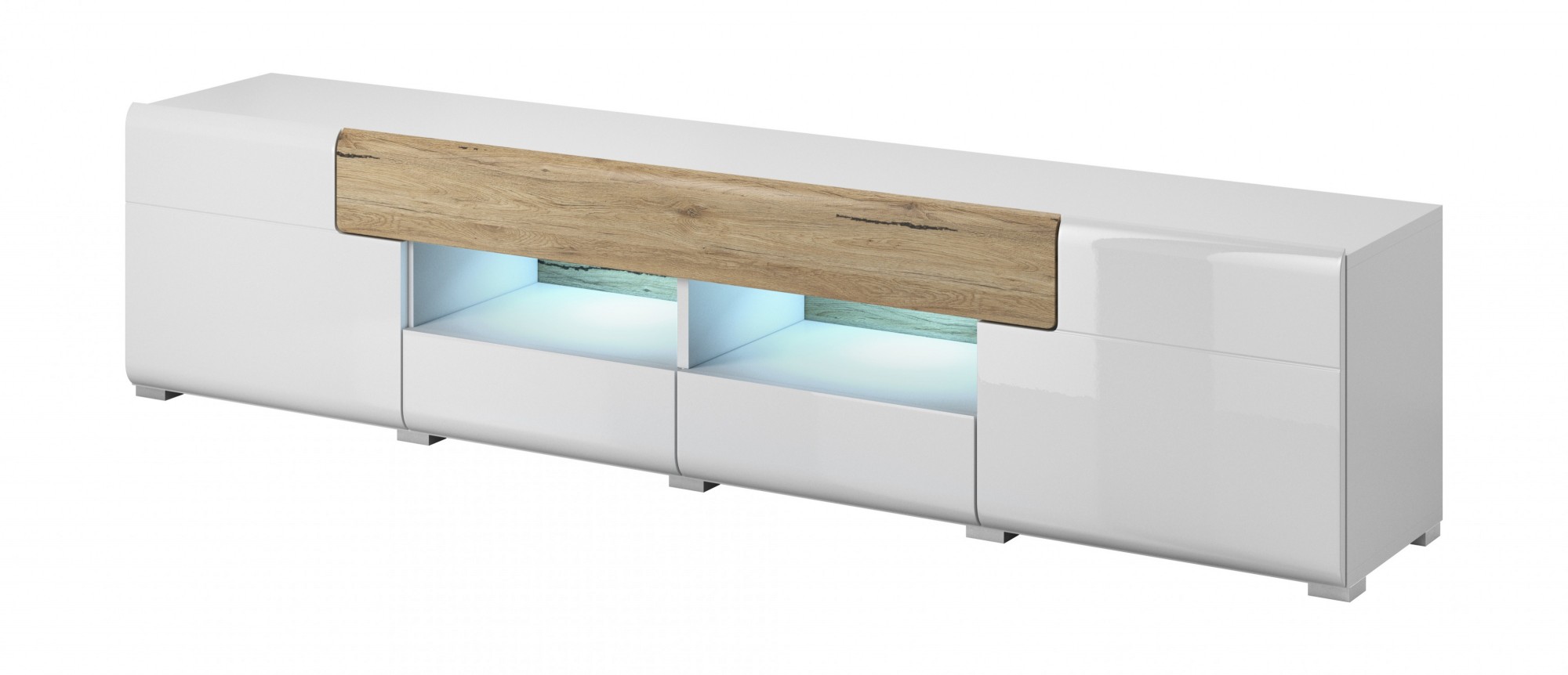 

Тумба ТВ Helvetia Toledo белый - дуб Сан-Ремо / белый глянец 208x48x39 см 2494DW40