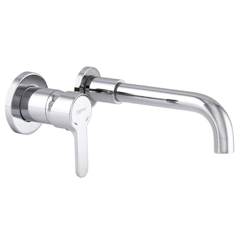 

Cмеситель для раковины одновентильный настенный ZERIX хром LR1003-1 латунь LL1209