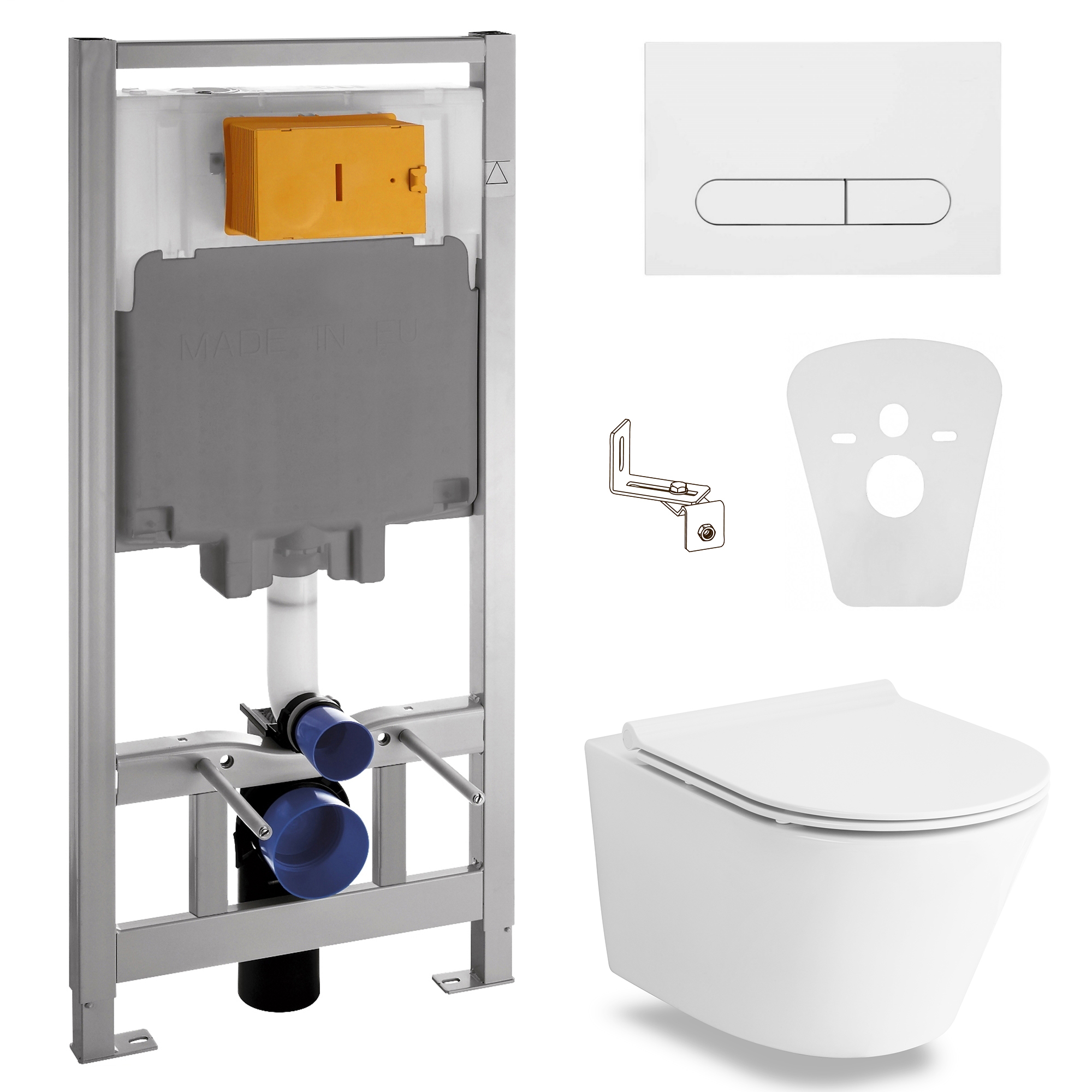 

Комплект инсталляции VOLLE MASTER кнопка белая безободковый унитаз VOLLE с крышкой микролифт дюропласт 13-17-316+141919