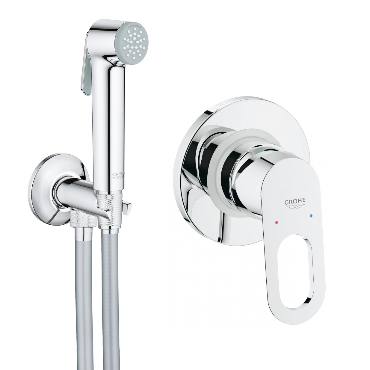 

Кран встроенный с гигиеническим душем GROHE BauLoop хром латунь 105мм 2904200B