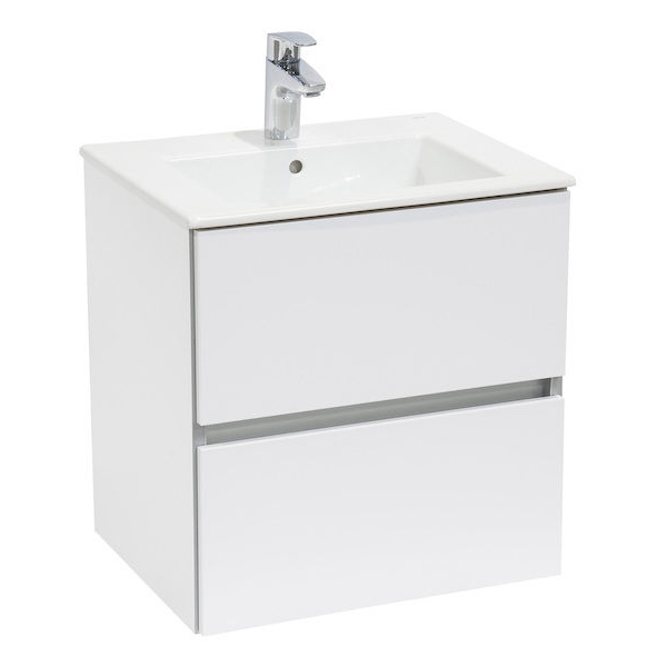 

Тумба с раковиной для ванной ROCA CUBE 65x55x43см подвесная белый A85119B806