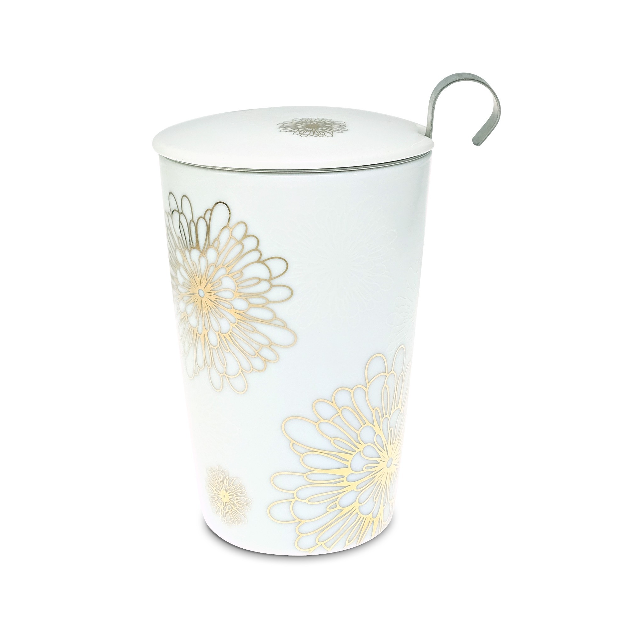 

Термочашка з сітечком 400 мл TEAEVE "Flower Gold" (золоті квіти)