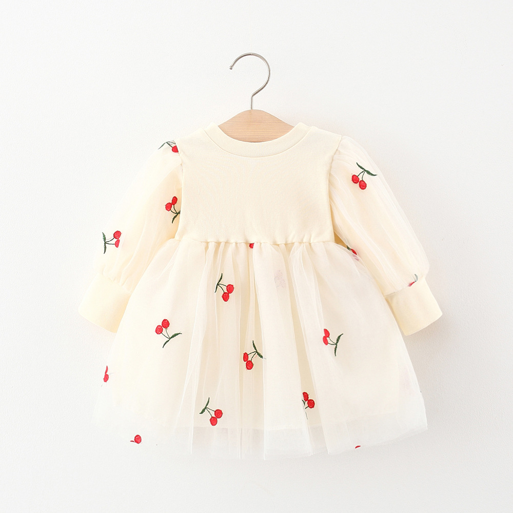 

Платье детское с фатином Cherry Girl для девочек 100см Молочный