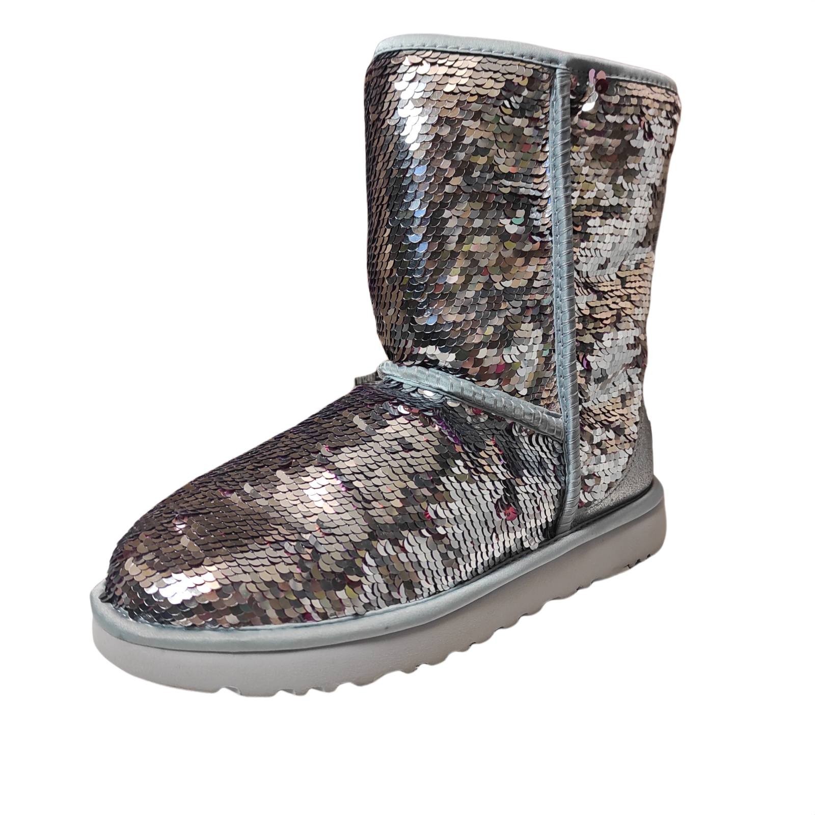 

Женские полусапожки UGG Squin, серебристые паетки 37р. ( 24 см по стельке)