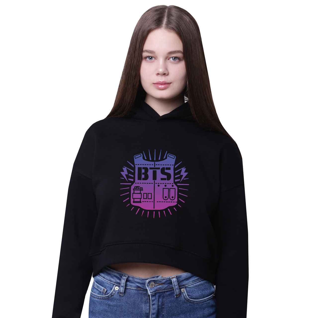 

Кроп-топ с капюшоном БТС (BTS) Черный (35961-3278-6) 152 см
