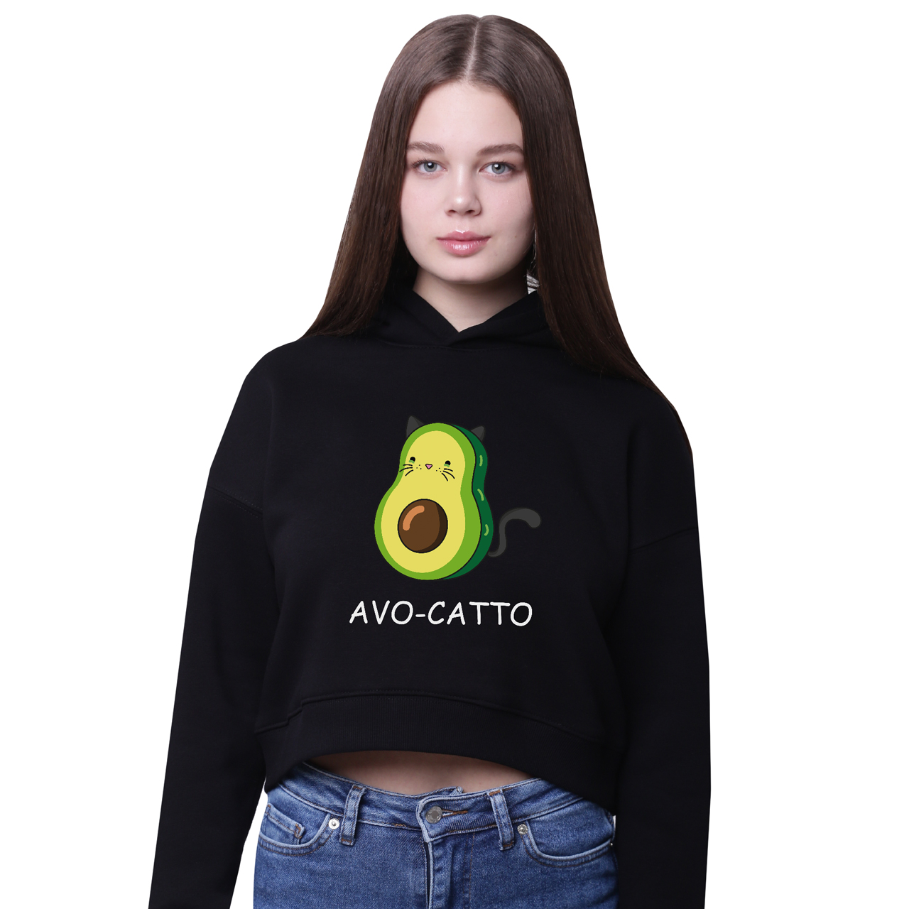 

Кроп-топ с капюшоном Авокадо Котик (Avo-Catto) Черный (35961-1372-3) 134 см