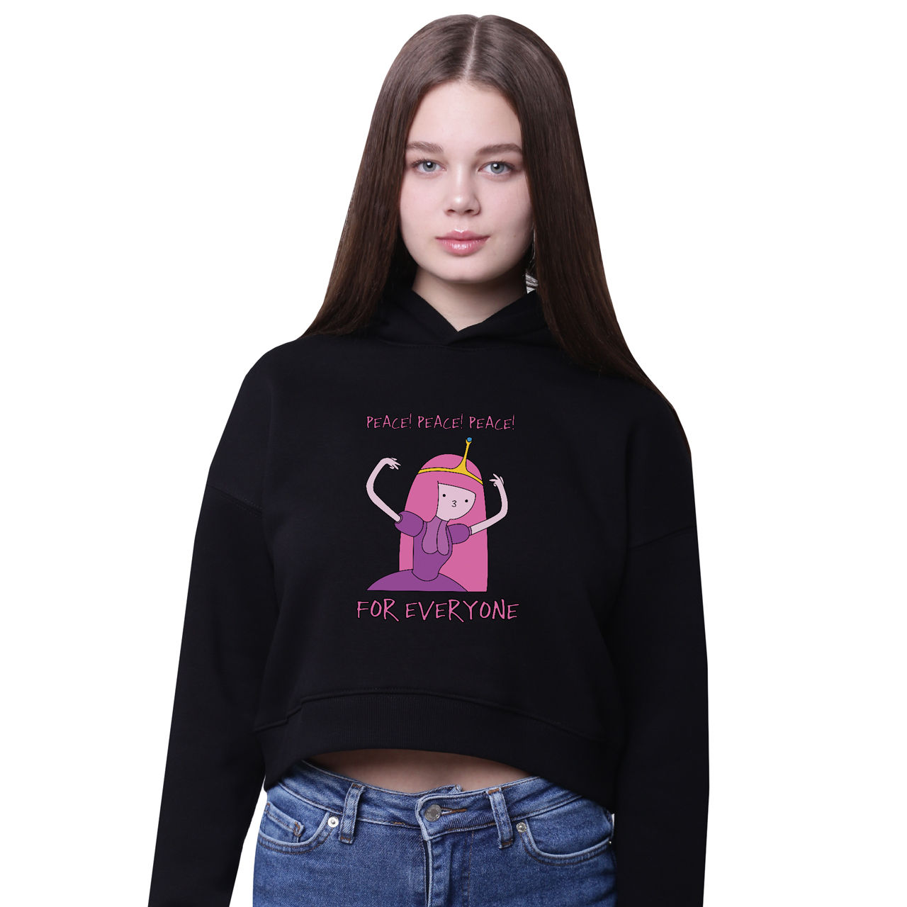 

Кроп-топ с капюшоном Принцесса пупырка Время Приключений (Lumpy Space Princess Adventure Time) Черный (35961-1576-9) 170 см