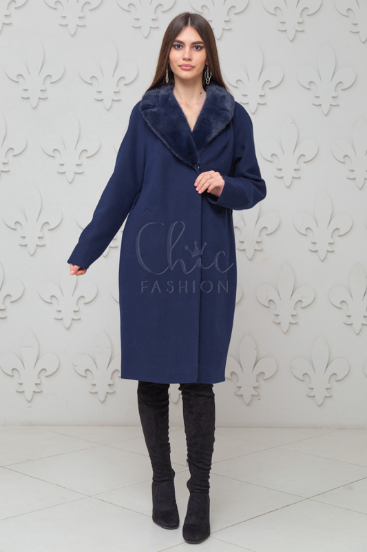 

Пальто кашемир Chic fashion  синий 11245, Пальто кашемир Chic fashion 46 синий 11245