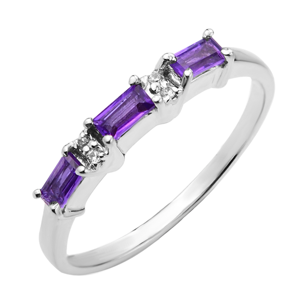 

Серебряное кольцо с аметистами и фианитами 000125603 17.5 размера