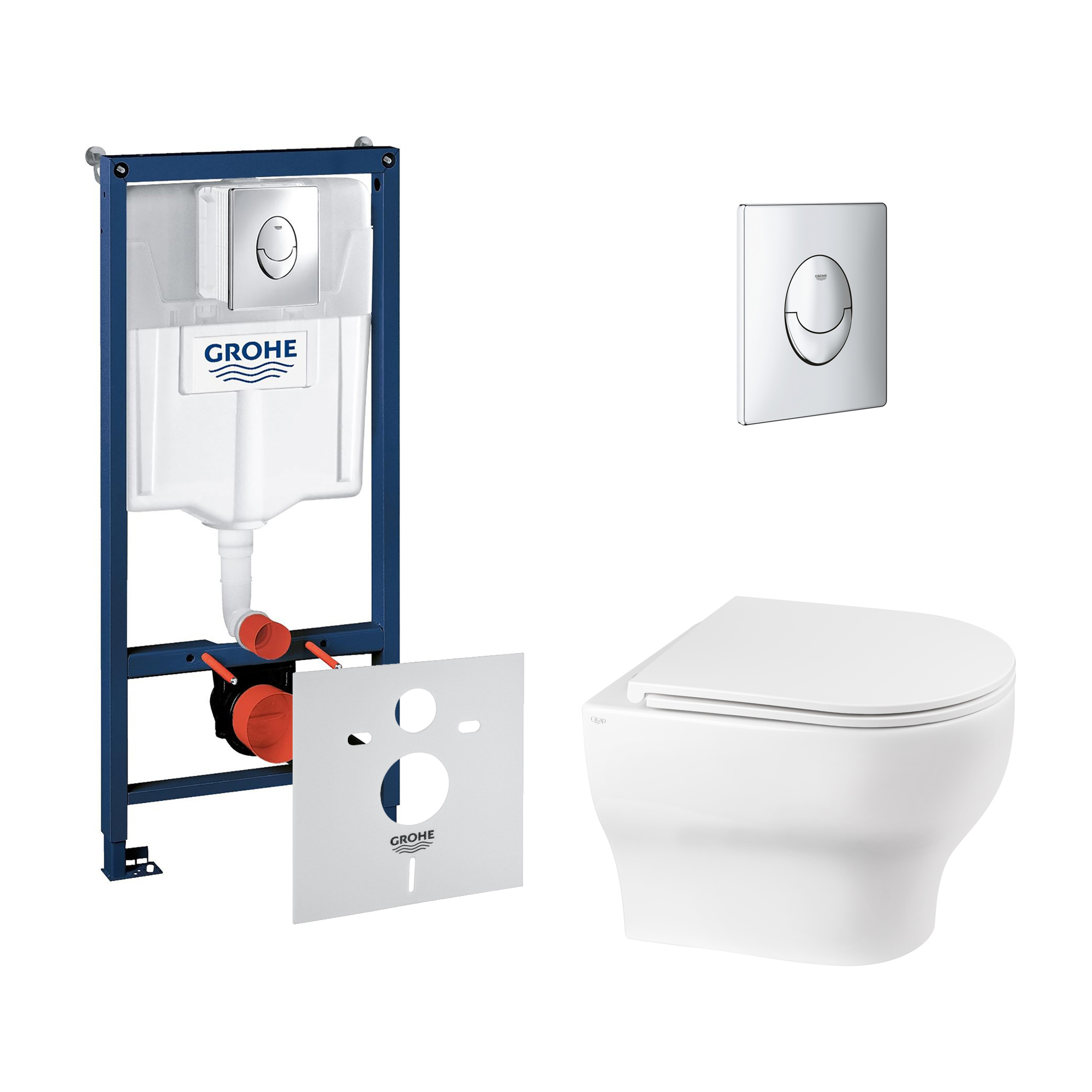 

Набор инсталляция 4 в 1 Grohe Rapid SL 38721001 + унитаз с сиденьем Qtap Aries QT0333063ERW