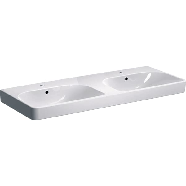 

500.223.01.1 Geberit Smyle Умывальник мебельный 120см, 2 чаши, с 2 отверстиями под смеш., Цвет белый глянец