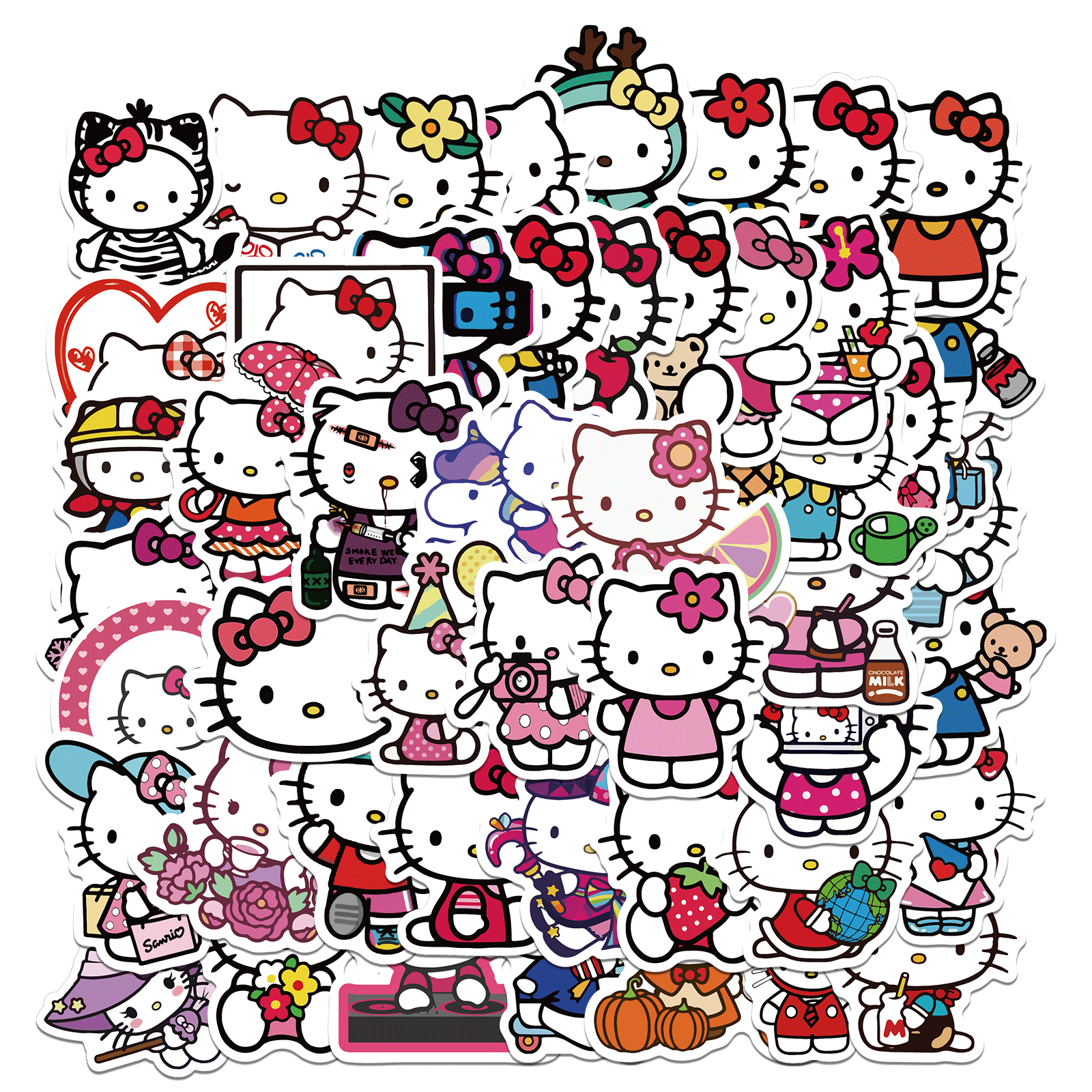 

Набор наклеек stickers Hello Kitty - 50 шт | Хелло Китти - Водостойкие стикеры для оклеивания