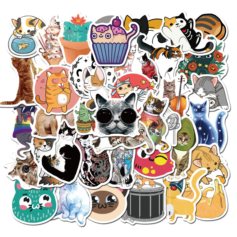

Набор наклеек stickers Funny Cat's - 50 шт | Весёлые Коты - Водостойкие стикеры для оклеивания