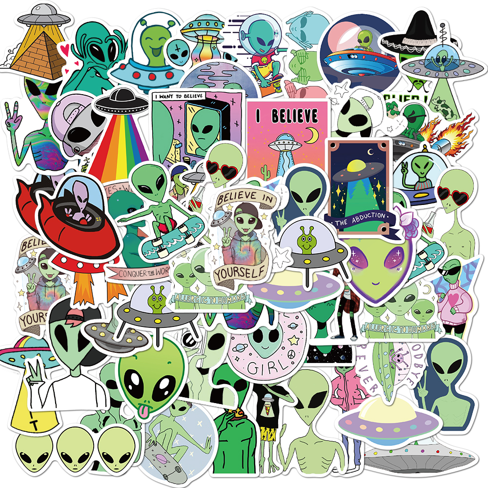 

Набор наклеек stickers UFO Aliens - 50 шт. |НЛО Пришельцы - Водостойкие стикеры для оклеивания