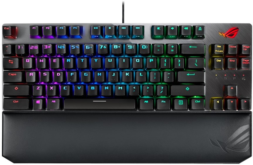 

Клавиатура проводная Asus ROG Strix Scope TKL Deluxe Cherry MX Silent Red RGB USB (90MP00N5-BKRA00)